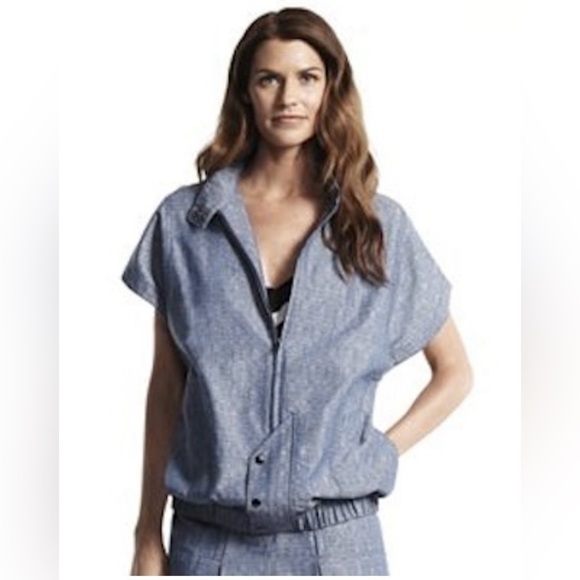 Derek Lam for Design Nation Chambray Cotton Hooded Jacket